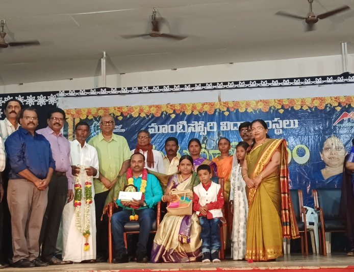 Montessori Indus School felicitated Rasipogula Gopal for his Service in Children's Education on the occasion of Teachers Day